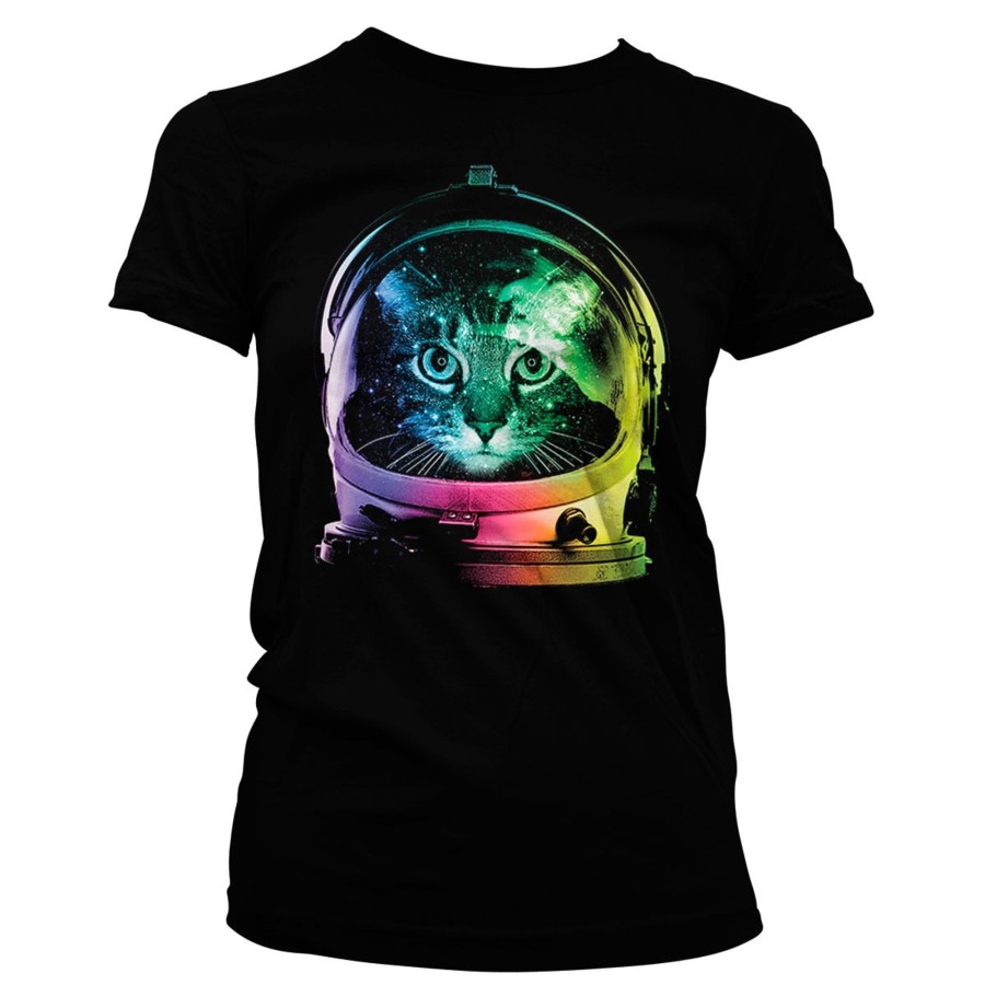 Kvinna Shirtstore | Space Cat Girly Tee Black