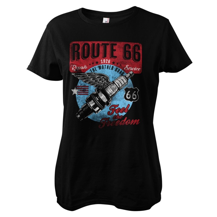 Kvinna Shirtstore | Route 66 Vintage Spark Girly Tee Black