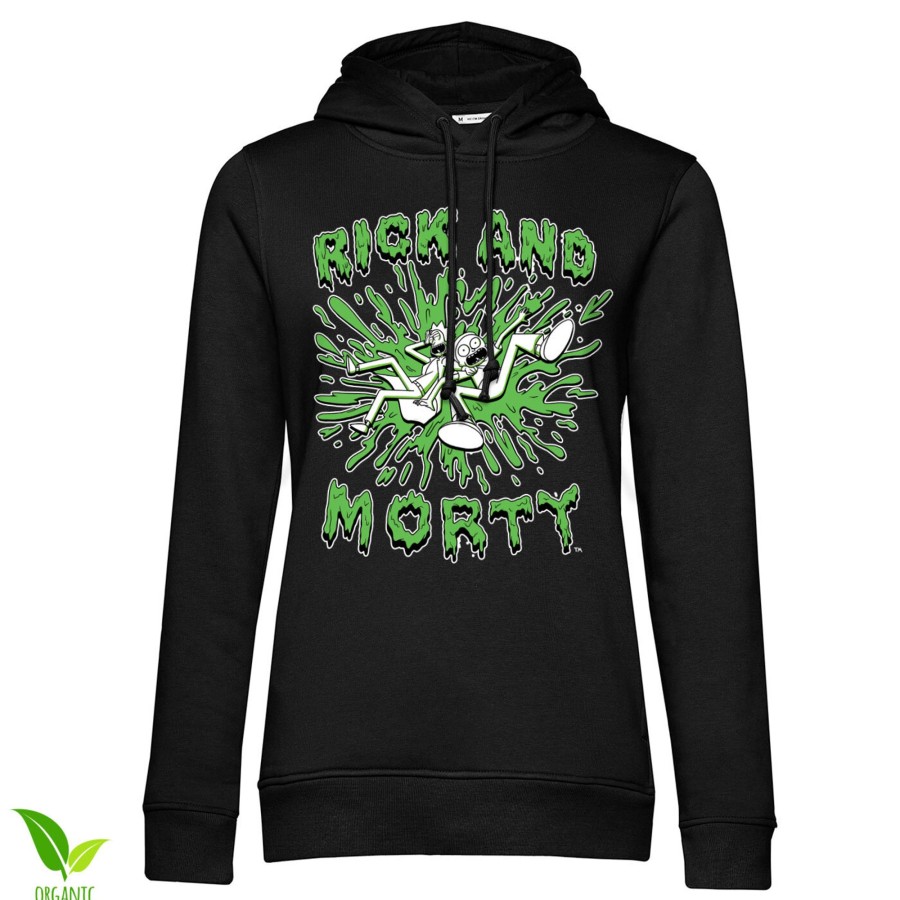 Kvinna Shirtstore | Rick And Morty Splash Girls Hoodie Black