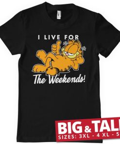 Mann Shirtstore | Garfield - Live For The Weekend Big & Tall T-Shirt Black