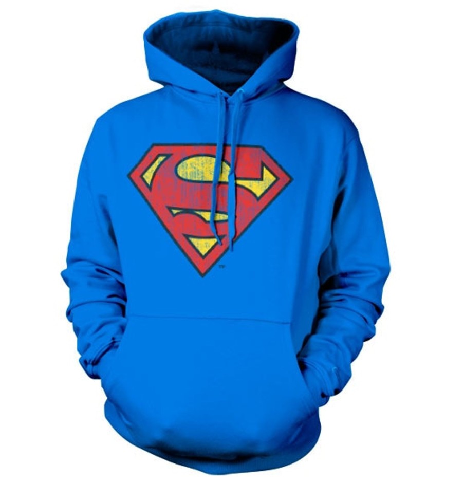 Mann Shirtstore | Superman Washed Shield Hoodie Blue