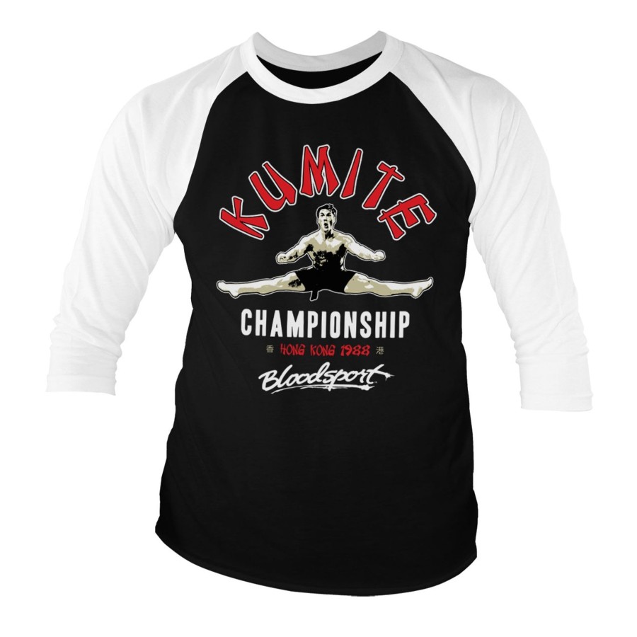 Mann Shirtstore | Bloodsport - Kumite Championship Baseball 3/4 Sleeve Tee White-Black