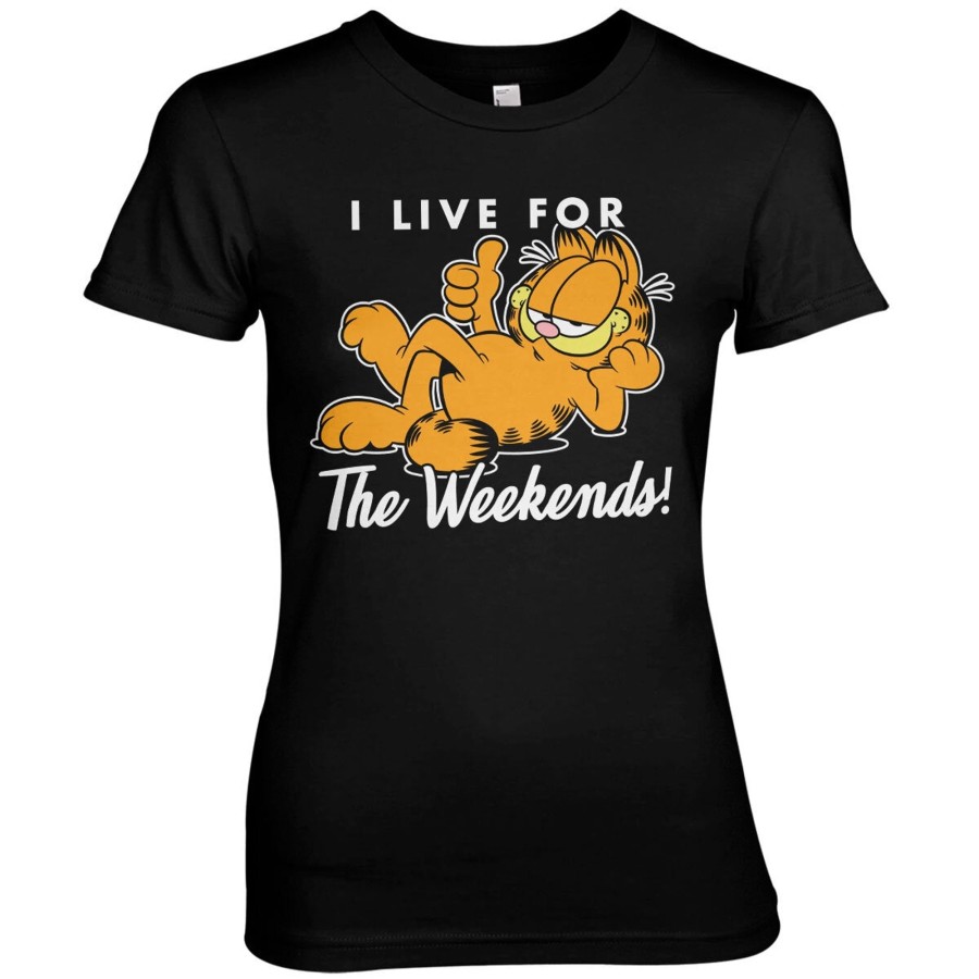 Kvinna Shirtstore | Garfield - Live For The Weekend Girly Tee Black