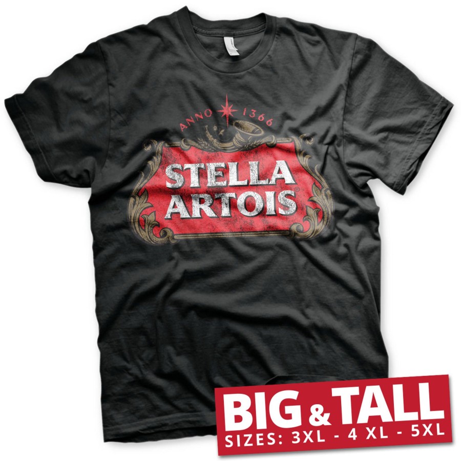 Mann Shirtstore | Stella Artois Washed Logo Big & Tall T-Shirt Black
