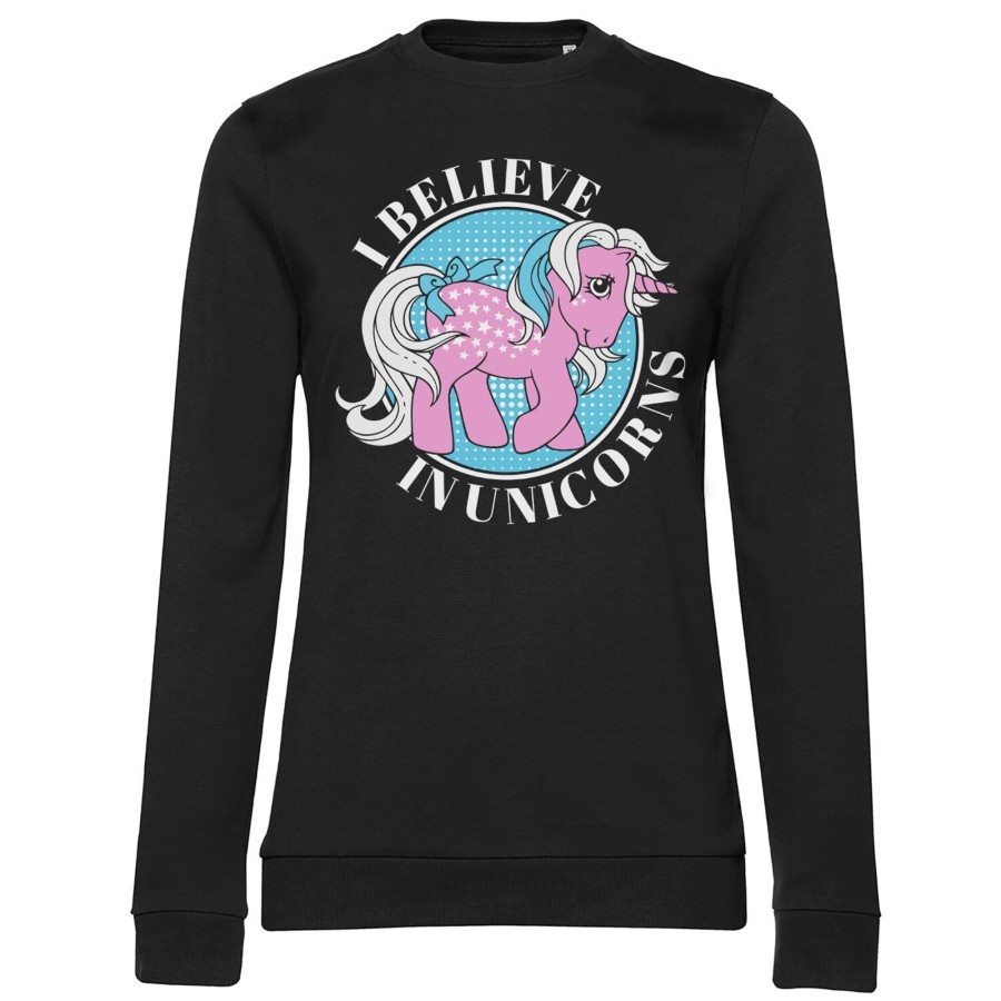 Kvinna Shirtstore | I Believe In Unicorns Girly Sweatshirt Black