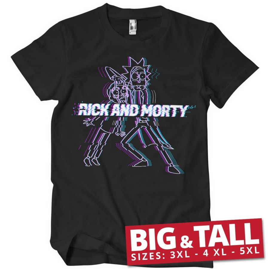 Mann Shirtstore | Rick And Morty Glitch Big & Tall T-Shirt Black