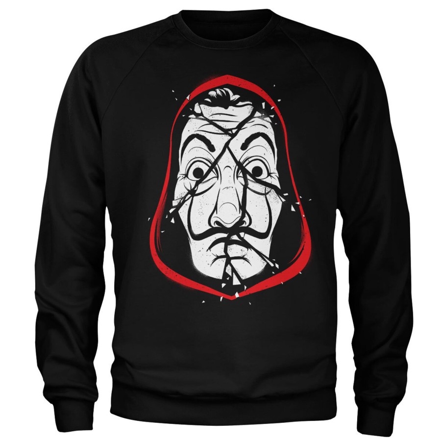 Mann Shirtstore | La Casa De Papel Cracked Mask Sweatshirt Black