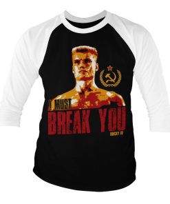 Mann Shirtstore | Rocky - I Must Break You Baseball 3/4 Sleeve Tee White-Black