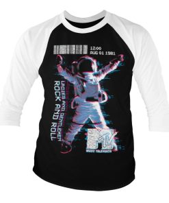 Mann Shirtstore | Mtv Moon Man Baseball 3/4 Sleeve Tee White-Black