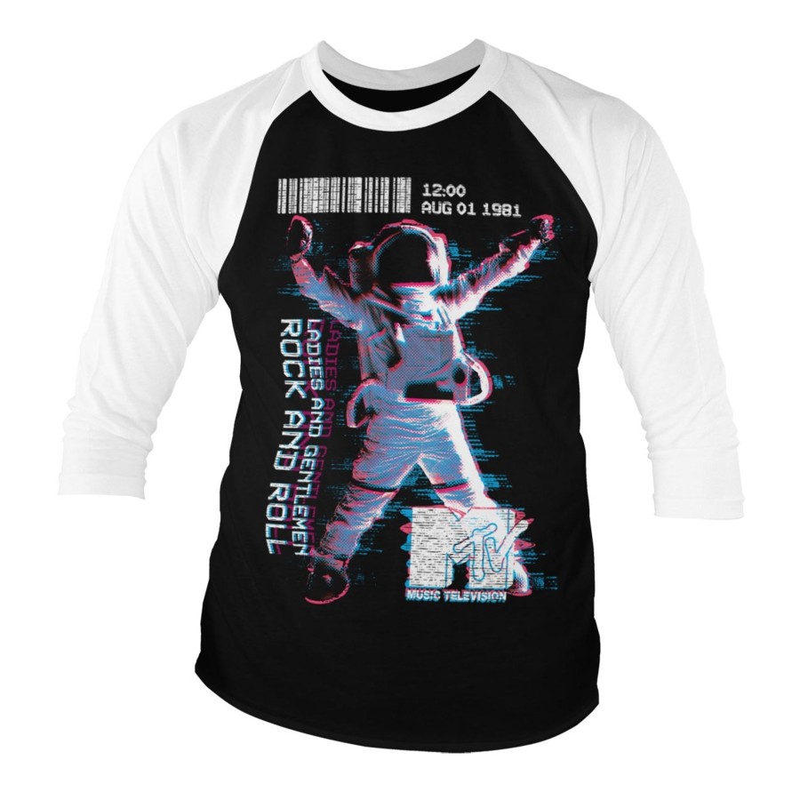 Mann Shirtstore | Mtv Moon Man Baseball 3/4 Sleeve Tee White-Black