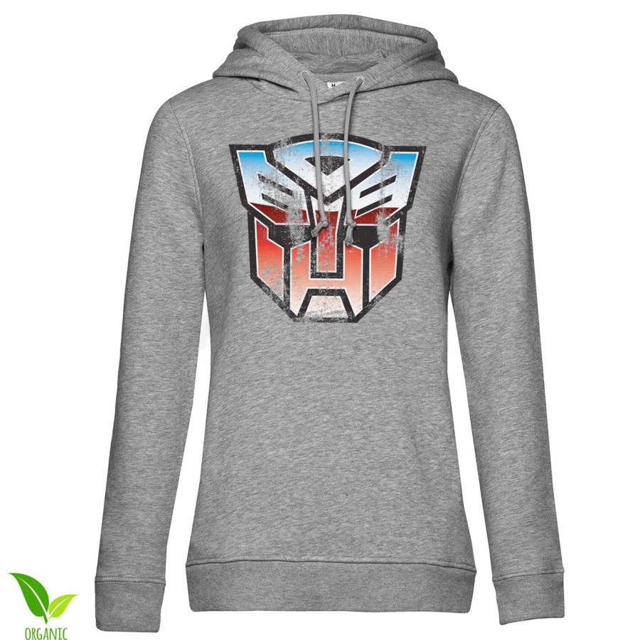 Kvinna Shirtstore | Distressed Autobot Shield Girls Hoodie Heathergrey