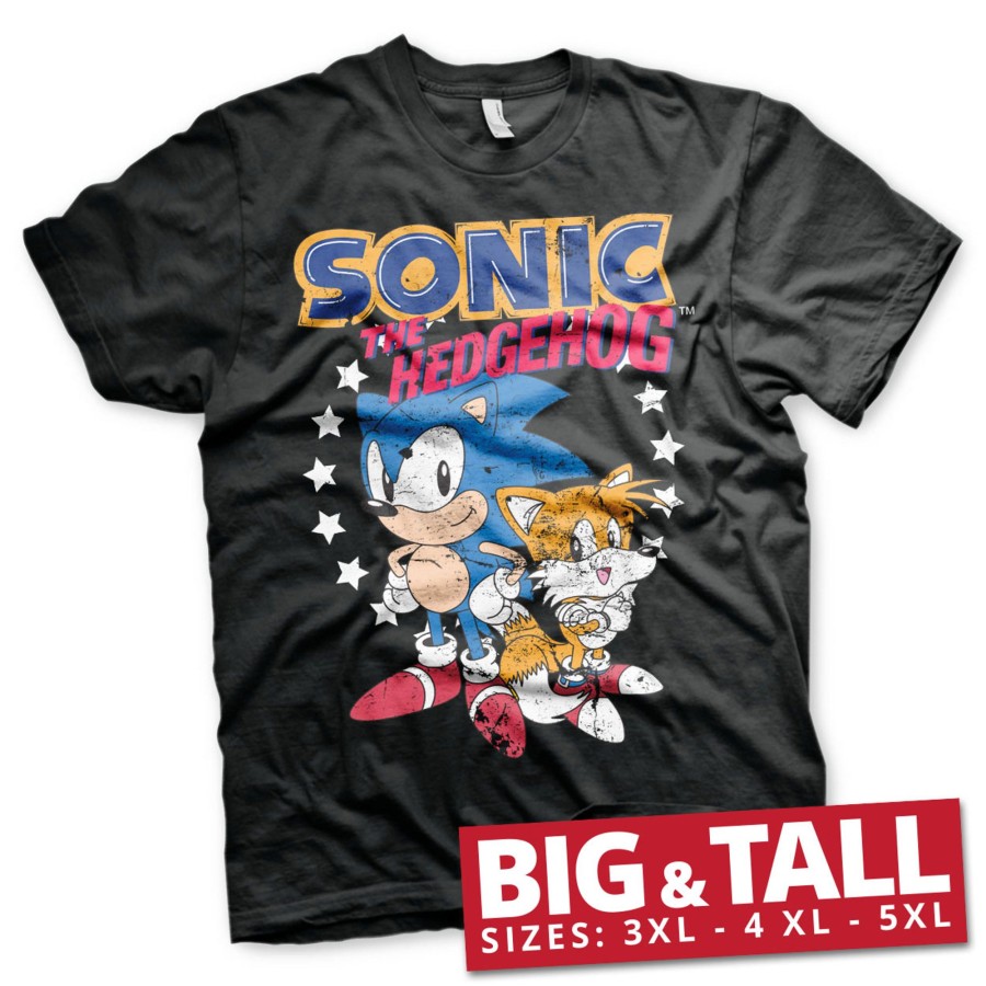 Mann Shirtstore | Sonic The Hedgehog - Sonic & Tails Big & Tall T-Shirt Black