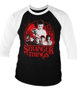 Mann Shirtstore | Stranger Things Distressed Baseball 3/4 Sleeve Tee Whiteblack
