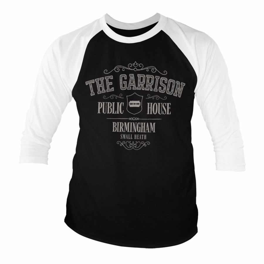 Mann Shirtstore | The Garrison Public House Baseball 3/4 Sleeve Tee White-Black