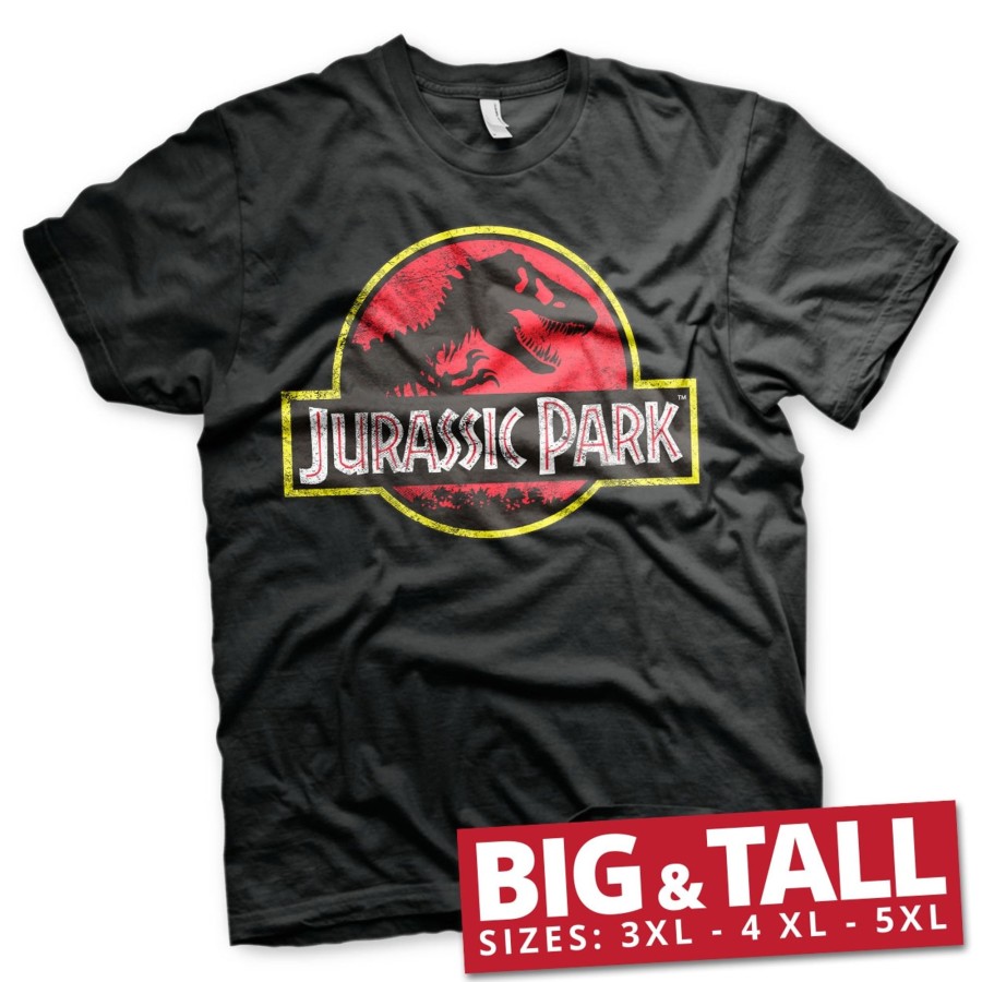 Mann Shirtstore | Jurassic Park Distressed Logo Big & Tall T-Shirt Black