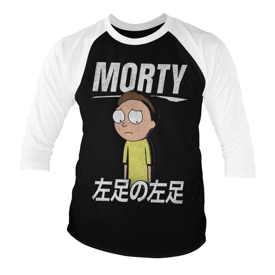 Mann Shirtstore | Morty Smith Baseball 3/4 Sleeve Tee Whiteblack
