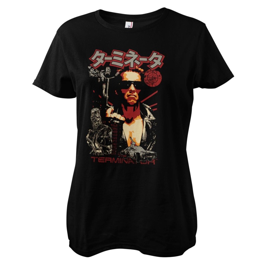Kvinna Shirtstore | The Terminator Japanese Poster Girly Tee Black