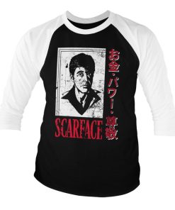 Mann Shirtstore | Scarface - Japanese Baseball 3/4 Sleeve Tee Whiteblack