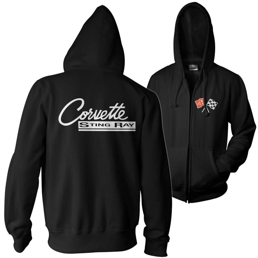 Mann Shirtstore | Corvette C2 Stingray Zipped Hoodie Black