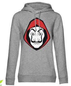 Kvinna Shirtstore | La Casa De Papel Mask Girls Hoodie Heathergrey