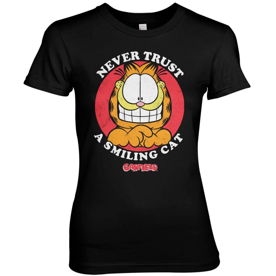 Kvinna Shirtstore | Garfield - Never Trust A Smiling Cat Girly Tee Black