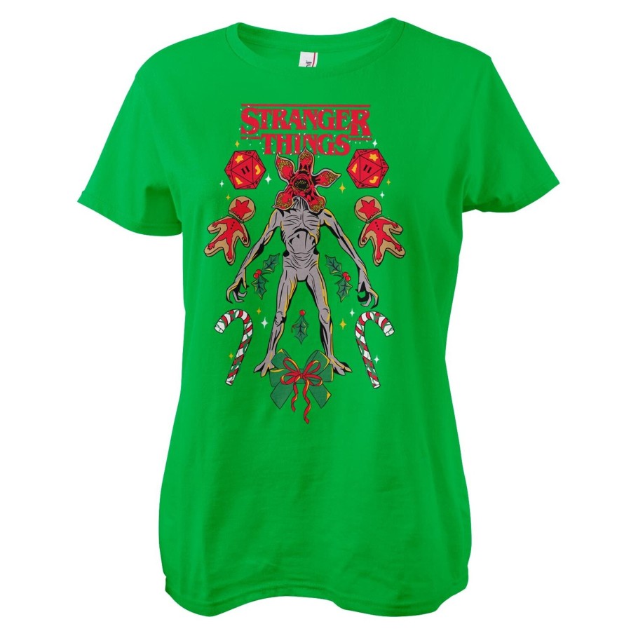 Kvinna Shirtstore | Demogorgon Christmas Girly Tee Green