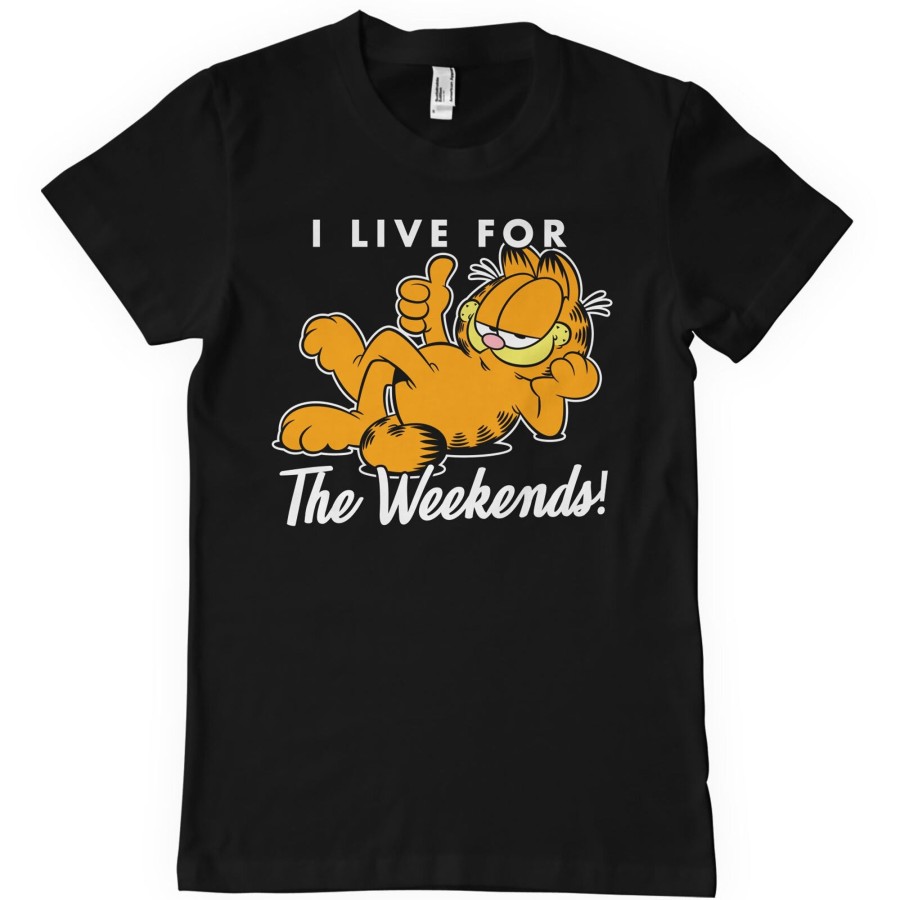 Mann Shirtstore | Garfield - Live For The Weekend T-Shirt Black