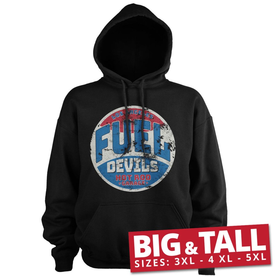 Mann Shirtstore | Fuel Devils Hot Rod Garage Patch Big & Tall Hoodie Black