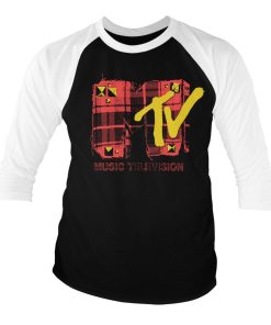 Mann Shirtstore | Plaid Mtv Baseball 3/4 Sleeve Tee White-Black