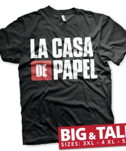 Mann Shirtstore | La Casa De Papel Logo Big & Tall T-Shirt Black