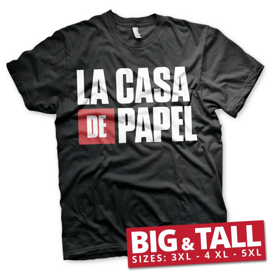 Mann Shirtstore | La Casa De Papel Logo Big & Tall T-Shirt Black