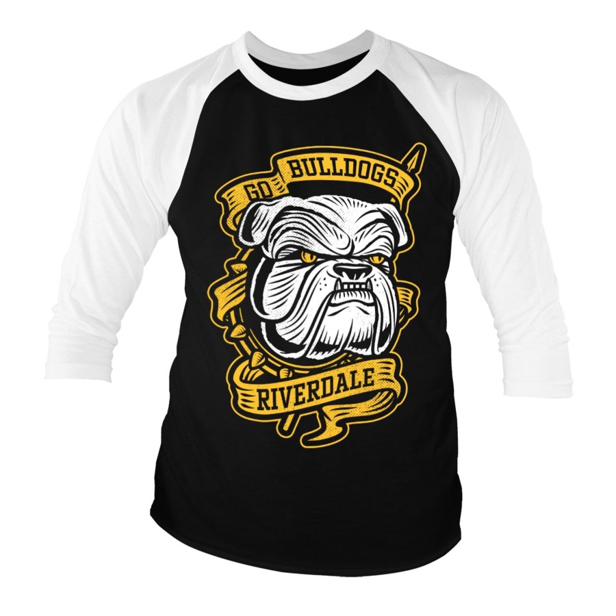 Mann Shirtstore | Riverdale - Go Bulldogs Baseball 3/4 Sleeve Tee White-Black