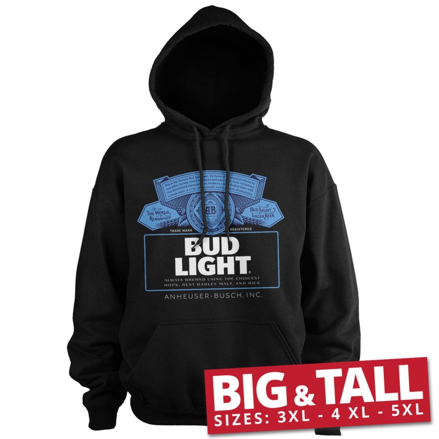 Mann Shirtstore | Bud Light Label Logo Big & Tall Hoodie Black