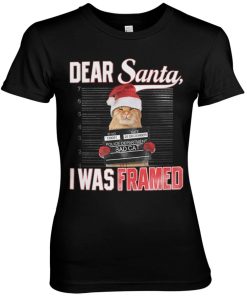 Kvinna Shirtstore | Dear Santa - I Was Framed Girly Tee Black