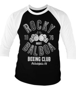 Mann Shirtstore | Rocky Balboa Boxing Club Baseball 3/4 Sleeve Tee White-Black