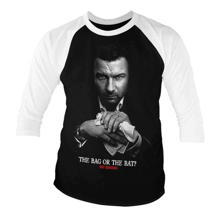 Mann Shirtstore | Ray Donovan - The Bag Or The Bat Baseball 3/4 Sleeve Tee White-Black