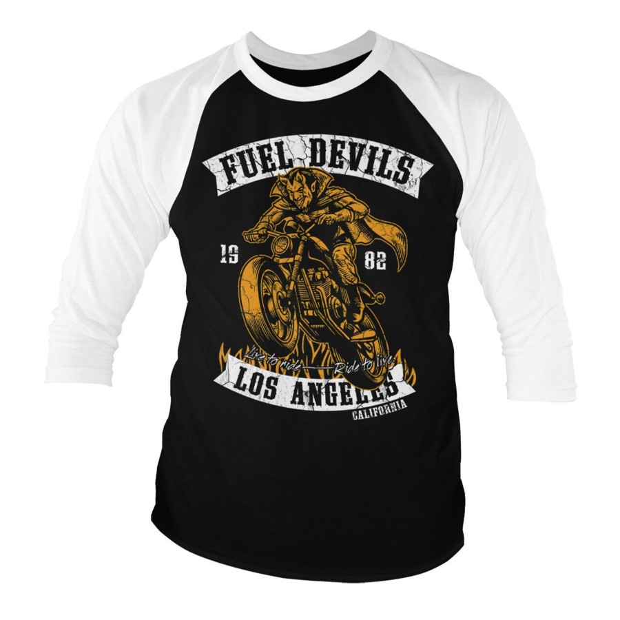 Mann Shirtstore | Fuel Devils Rider Baseball 3/4 Sleeve Tee Whiteblack