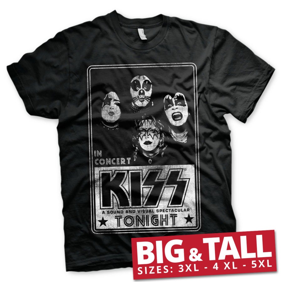 Mann Shirtstore | Kiss In Concert Distressed Poster Big & Tall Tee Black