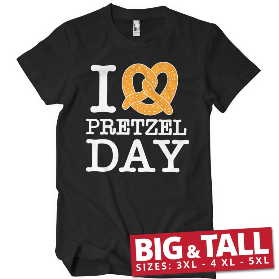 Mann Shirtstore | I Love Pretzel Day Big & Tall T-Shirt Black