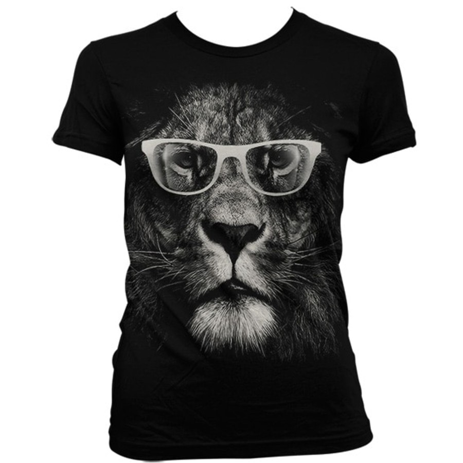 Kvinna Shirtstore | Lion Glasses Girly T-Shirt Black