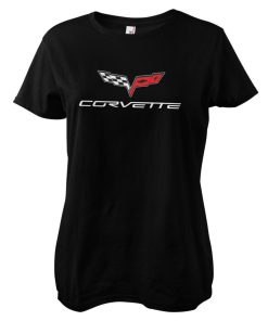 Kvinna Shirtstore | Corvette C6 Logo Girly Tee Black