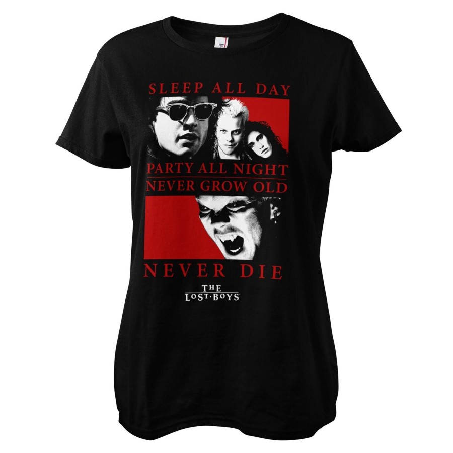 Kvinna Shirtstore | Sleep All Day - Party All Night Girly Tee Black