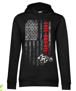 Kvinna Shirtstore | Evel Knievel Flag Girls Hoodie Black
