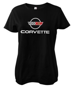 Kvinna Shirtstore | Corvette C4 Logo Girly Tee Black