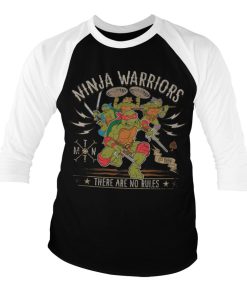 Mann Shirtstore | Ninja Warriors - No Rules Baseball 3/4 Sleeve Tee White-Black