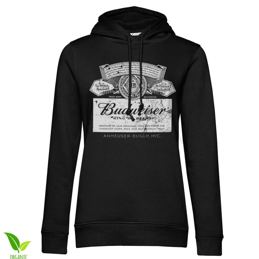 Kvinna Shirtstore | Budweiser Washed Logo Girls Hoodie Black