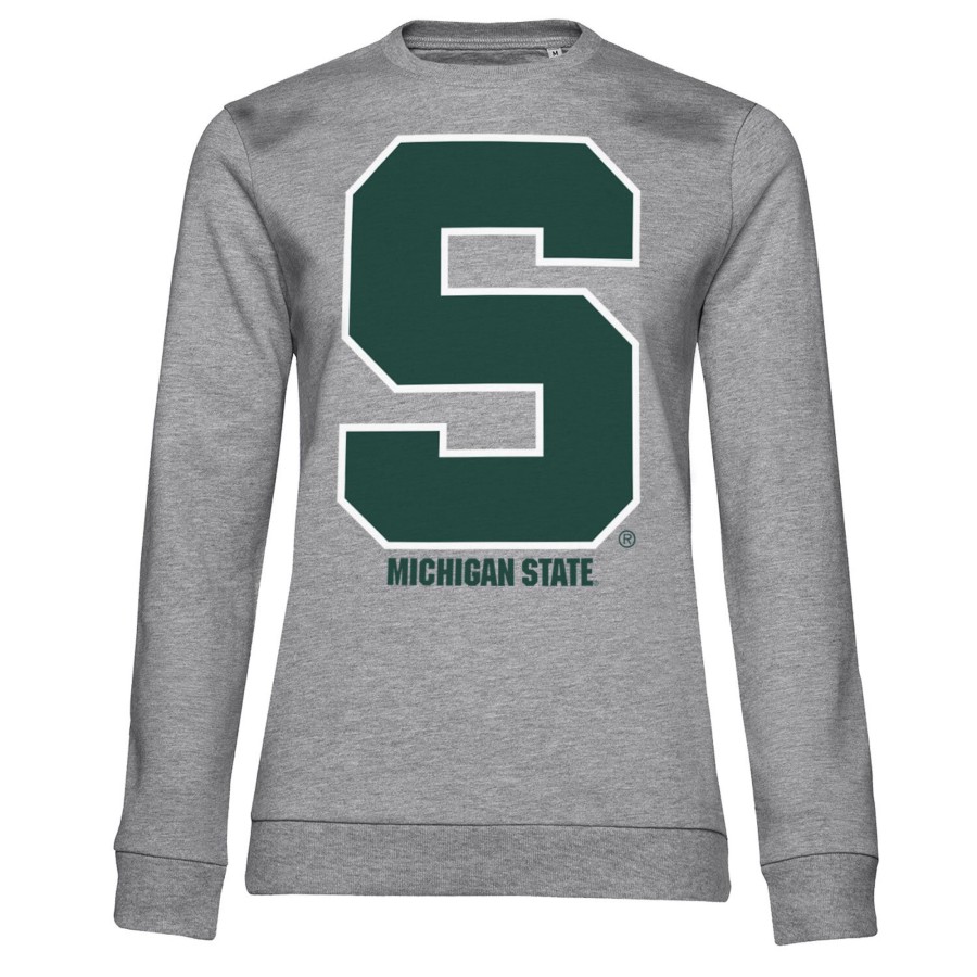 Kvinna Shirtstore | Michigan State S-Mark Girly Sweatshirt Heathergrey