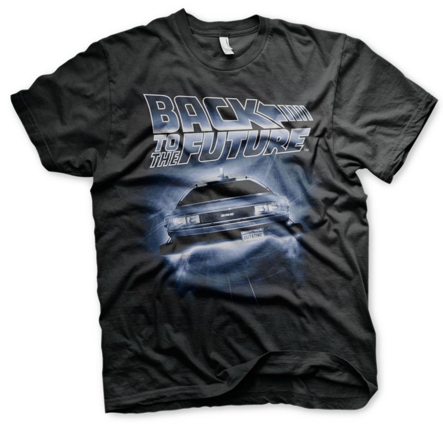 Mann Shirtstore | Back To The Future - Flying Delorean T-Shirt Black