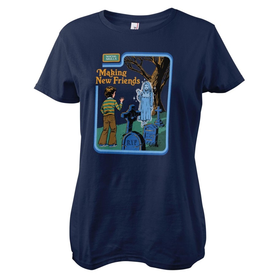 Kvinna Shirtstore | Making New Friends Girly Tee Navy