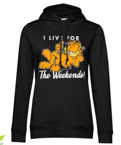 Kvinna Shirtstore | Garfield - Live For The Weekend Girly Hoodie Black